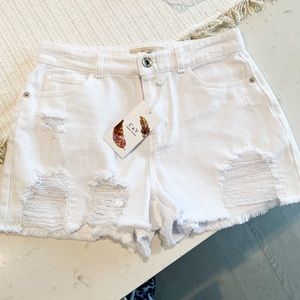 C&V White Denim Shorts Size 27